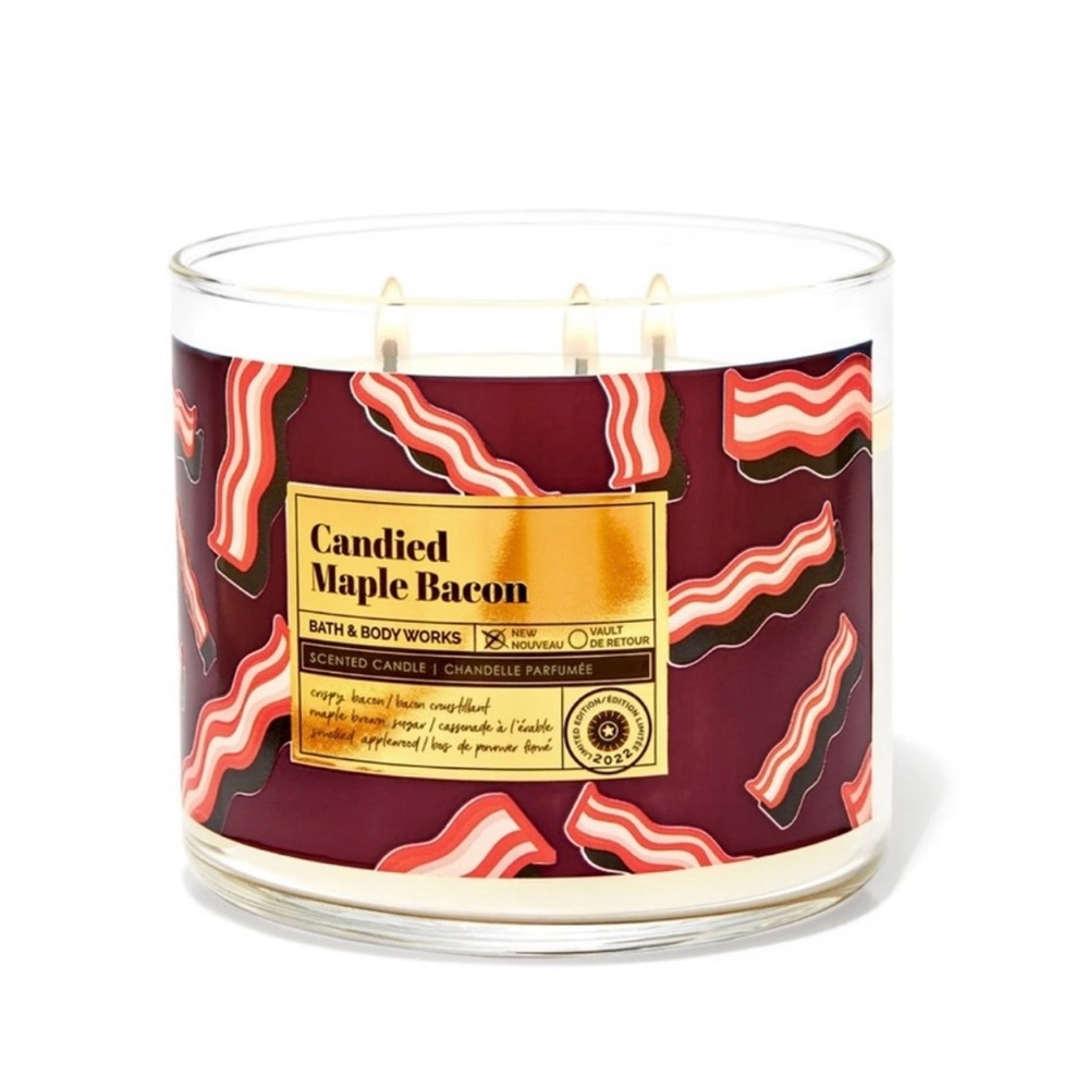 Bath & Body Works Candied Maple Bacon 3-wick Candle NEW